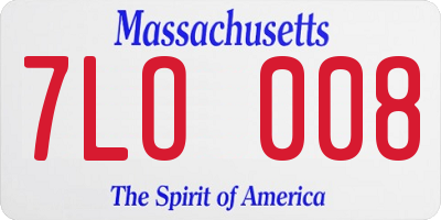 MA license plate 7LO008