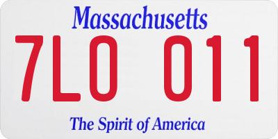 MA license plate 7LO011