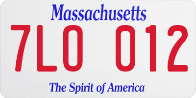 MA license plate 7LO012