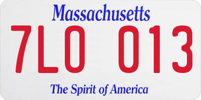 MA license plate 7LO013