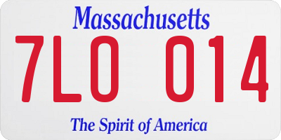 MA license plate 7LO014