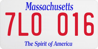 MA license plate 7LO016