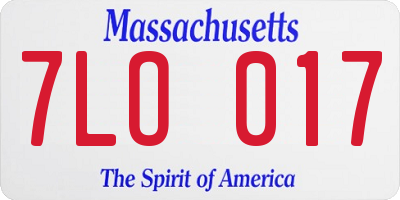 MA license plate 7LO017