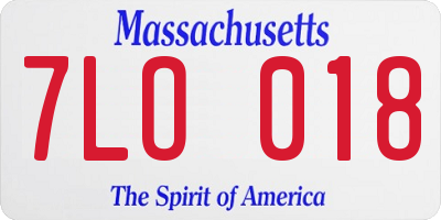 MA license plate 7LO018