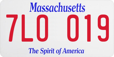 MA license plate 7LO019