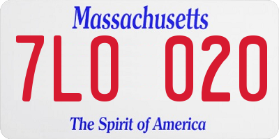 MA license plate 7LO020