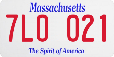 MA license plate 7LO021