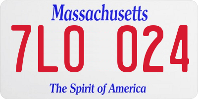 MA license plate 7LO024