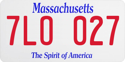 MA license plate 7LO027
