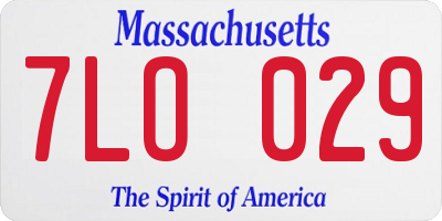 MA license plate 7LO029