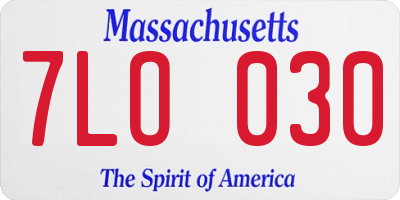 MA license plate 7LO030
