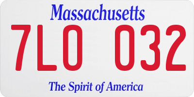 MA license plate 7LO032