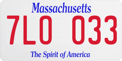 MA license plate 7LO033