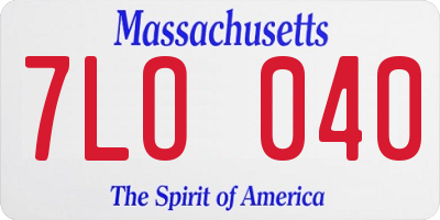 MA license plate 7LO040