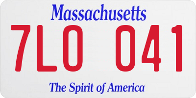 MA license plate 7LO041