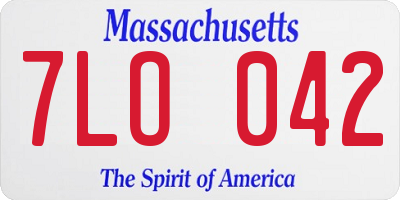 MA license plate 7LO042