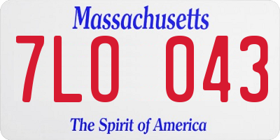 MA license plate 7LO043