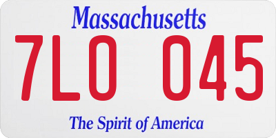 MA license plate 7LO045