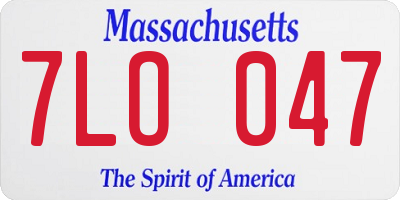 MA license plate 7LO047