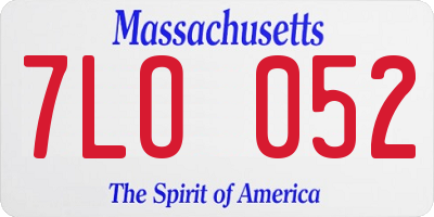 MA license plate 7LO052