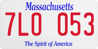 MA license plate 7LO053