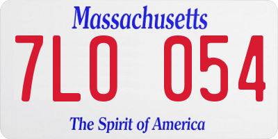 MA license plate 7LO054