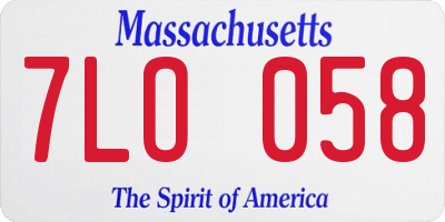 MA license plate 7LO058