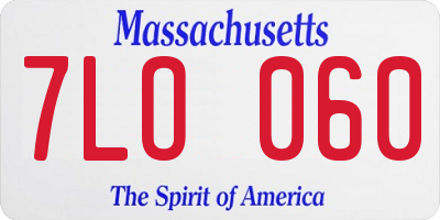 MA license plate 7LO060