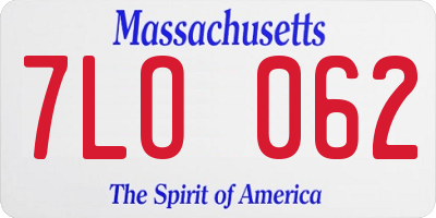 MA license plate 7LO062