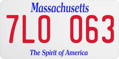 MA license plate 7LO063