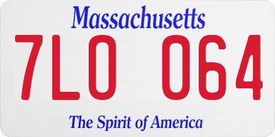 MA license plate 7LO064