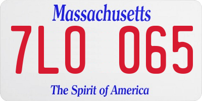 MA license plate 7LO065
