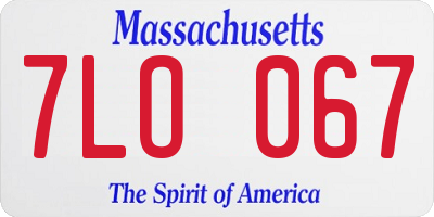 MA license plate 7LO067