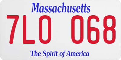 MA license plate 7LO068