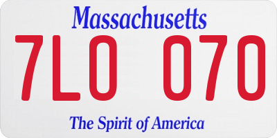 MA license plate 7LO070