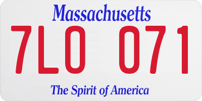 MA license plate 7LO071