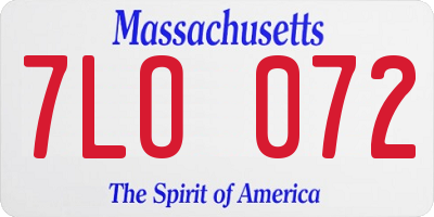 MA license plate 7LO072
