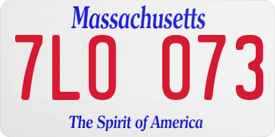 MA license plate 7LO073