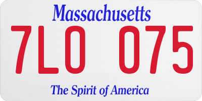 MA license plate 7LO075