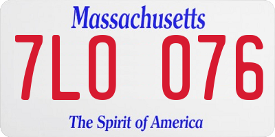 MA license plate 7LO076