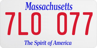 MA license plate 7LO077