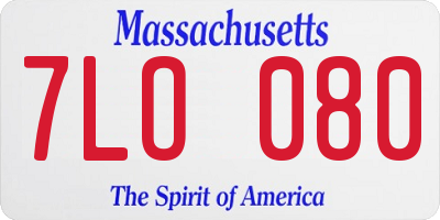 MA license plate 7LO080