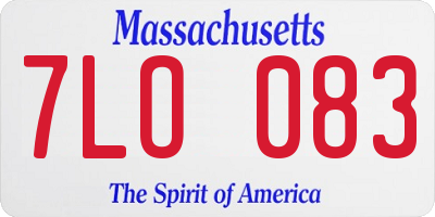 MA license plate 7LO083