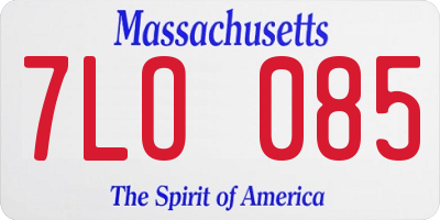 MA license plate 7LO085