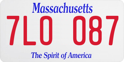 MA license plate 7LO087
