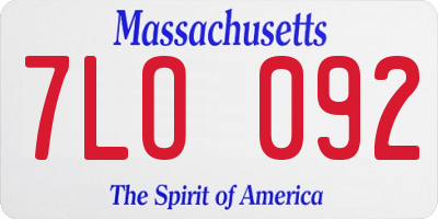 MA license plate 7LO092