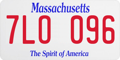 MA license plate 7LO096