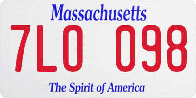 MA license plate 7LO098