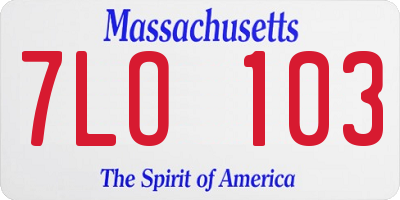 MA license plate 7LO103