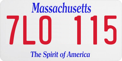 MA license plate 7LO115
